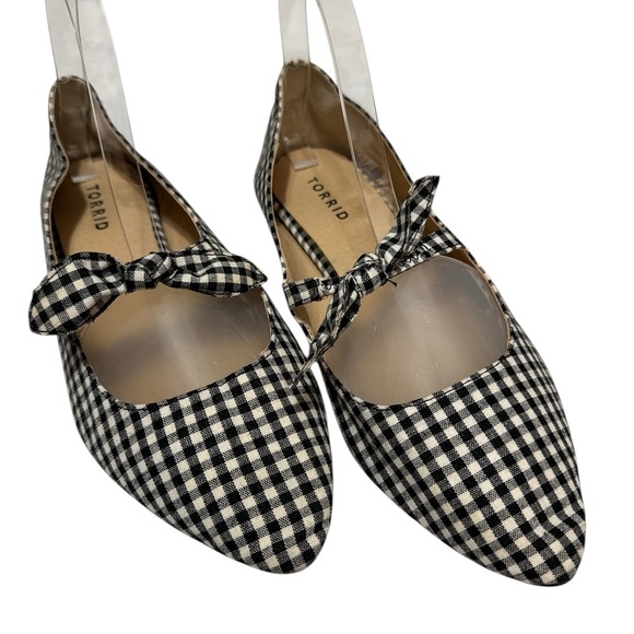 Torrid Black and White Gingham Flats with Bow - Picture 2 of 6